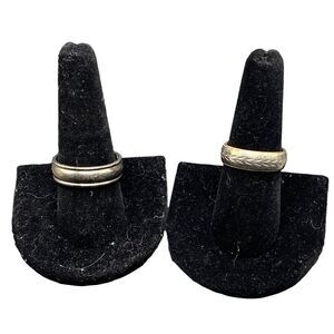 Set of two mens rings one sterling silver 925with wheat pattern one titanium mar